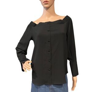 FOURTEENTH PLACE Off The Shoulder Black Top Long Sleeve Sz M
